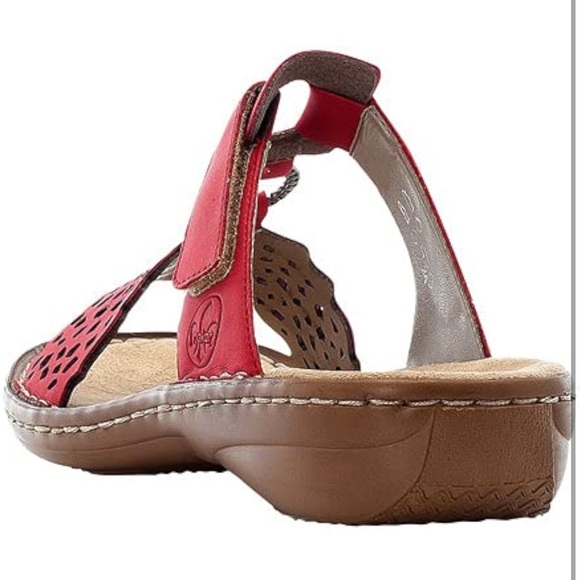 Rieker Women's Red Slipon Sandals - Picture 3 of 6